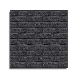 Tapet 3D autoadeziv, Naimeed D3402, model Caramida, 70 x 77 cm, 4mm grosime,  Negru