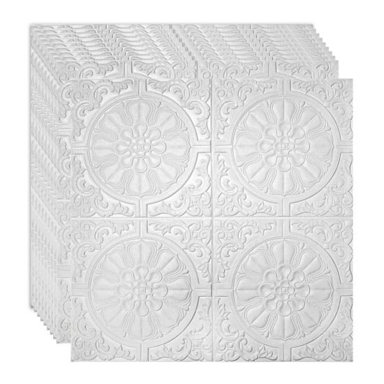 Set 10 x Tapet 3D Autoadeziv, design modern, rezistent la umezeala, usor de curatat, 70x70cm, Naimeed D4712, Alb