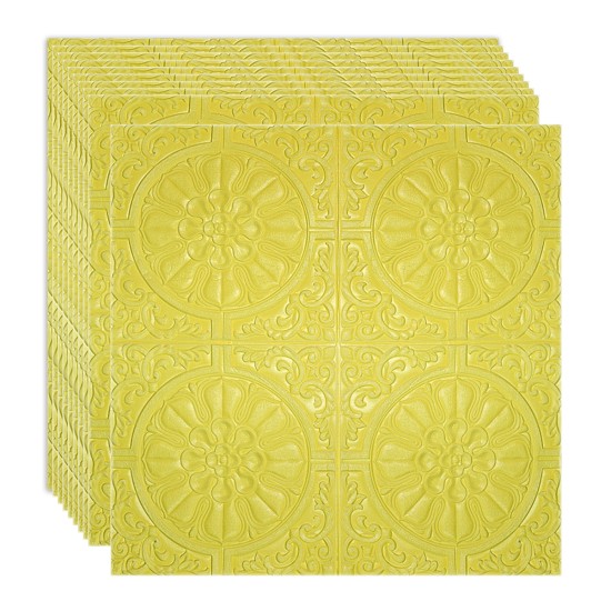 Set 10 x Tapet 3D Autoadeziv, design modern, rezistent la umezeala, usor de curatat, 70x70cm, Naimeed D4714, Galben