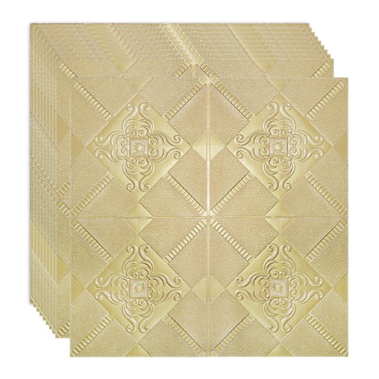 Set 10 x Tapet 3D Autoadeziv, design modern, rezistent la umezeala, usor de curatat, 70x70cm, Naimeed D4730, Auriu