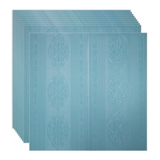 Set 10 x Tapet 3D Autoadeziv, design modern, rezistent la umezeala, usor de curatat, 70x70cm, Naimeed D4732, Albastru