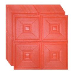Set 10 x Tapet 3D Autoadeziv, design modern, rezistent la umezeala, usor de curatat, 70x70cm, Naimeed D4737, Rosu
