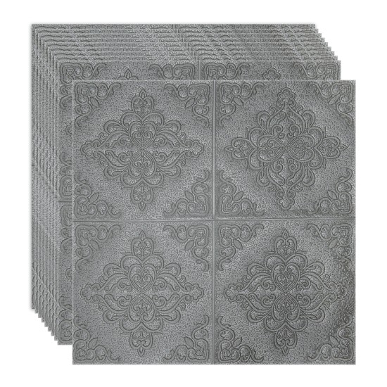 Set 10 x Tapet 3D Autoadeziv, design modern, rezistent la umezeala, usor de curatat, 70x70cm, Naimeed D4752, Argintiu Set 10 x Tapet 3D Autoadeziv, design modern, rezistent la umezeala, usor de curatat, 70x70cm, Naimeed D4752, Argintiu