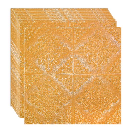 Set 10 x Tapet 3D Autoadeziv, design modern, rezistent la umezeala, usor de curatat, 70x70cm, Naimeed D4754, Portocaliu