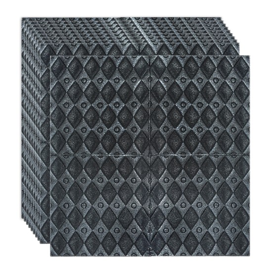 Set 10 x Tapet 3D Autoadeziv, design modern, rezistent la umezeala, usor de curatat, 70x70cm, Naimeed D4759, Negru