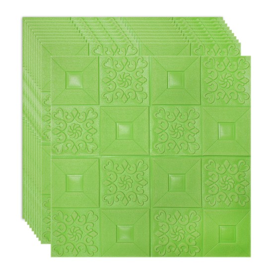 Set 10 x Tapet 3D Autoadeziv, design modern, rezistent la umezeala, usor de curatat, 70x70cm, Naimeed D4762, Verde