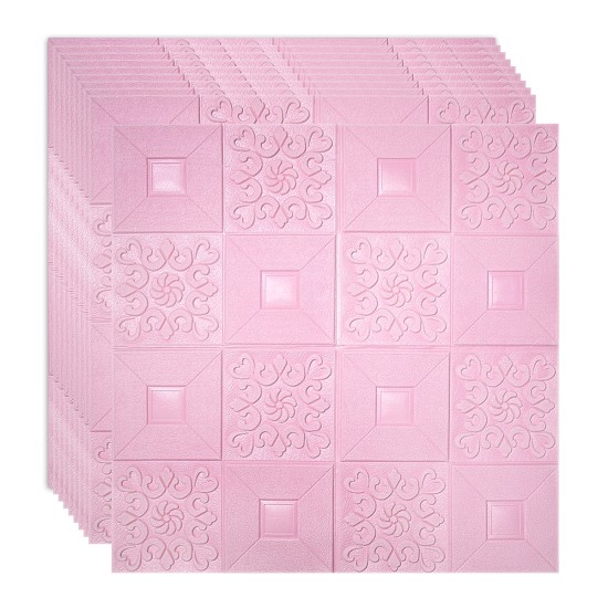 Set 10 x Tapet 3D Autoadeziv, design modern, rezistent la umezeala, usor de curatat, 70x70cm, Naimeed D4763, Roz