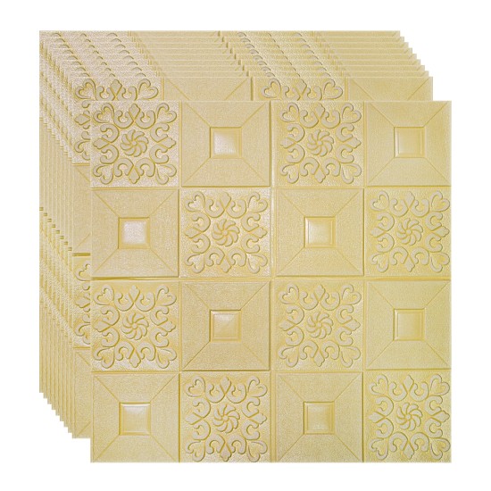 Set 10 x Tapet 3D Autoadeziv, design modern, rezistent la umezeala, usor de curatat, 70x70cm, Naimeed D4764, Galben