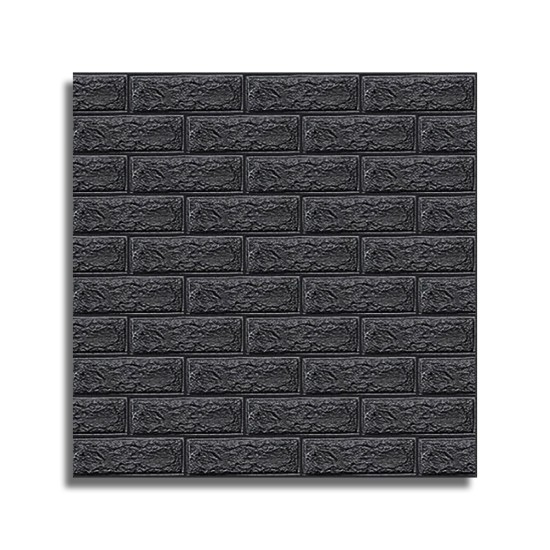 Set 10 x Tapet 3D autoadeziv, Naimeed D3402, model Caramida, 70 x 77 cm, 4mm grosime,  Negru
