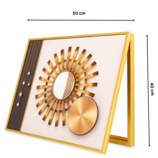 Capac tablou pentru contor electric, Naimeed D7230, mascare tablou electric, design modern si elegant, 40x50x3,8cm, rama aurie