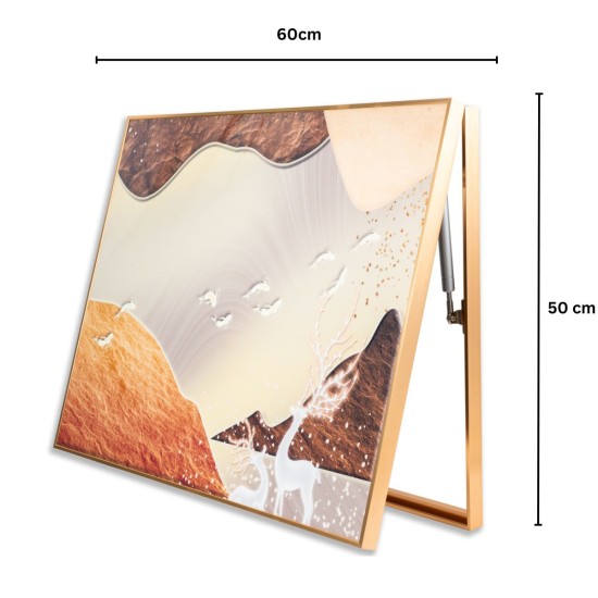 Capac tablou pentru contor electric, Naimeed D7280, mascare tablou electric, design modern si elegant, 50x60x4cm, rama aurie