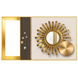 Capac tablou pentru contor electric, Naimeed D7287, mascare tablou electric, design modern si elegant, 30x40x2.8 cm, rama aurie 