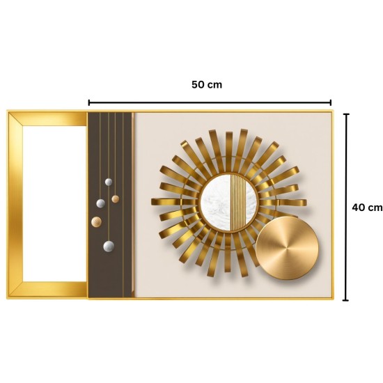 Capac tablou pentru contor electric, Naimeed D7292, mascare tablou electric, design modern si elegant, 40x50x2.8 cm, rama aurie