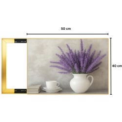 Capac tablou pentru contor electric, Naimeed D7293, mascare tablou electric, design modern si elegant, 40x50x2.8 cm, rama aurie