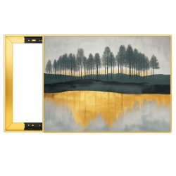 Capac tablou pentru contor electric, Naimeed D7295, mascare tablou electric, design modern si elegant, 40x50x2.8 cm, rama aurie