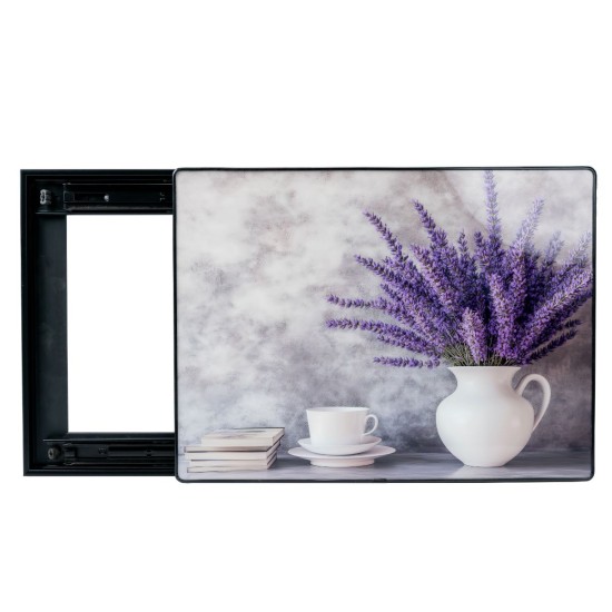Capac tablou pentru contor electric, Naimeed D7298, mascare tablou electric, design modern si elegant, 40x50x2.8 cm, rama neagra