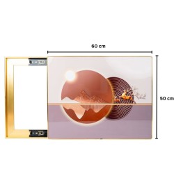 Capac tablou pentru contor electric, Naimeed D7301, mascare tablou electric, design modern si elegant, 50x60x2.8 cm, rama aurie