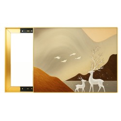 Capac tablou pentru contor electric, Naimeed D7302, mascare tablou electric, design modern si elegant, 50x60x2.8 cm, rama aurie