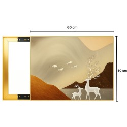 Capac tablou pentru contor electric, Naimeed D7302, mascare tablou electric, design modern si elegant, 50x60x2.8 cm, rama aurie