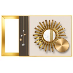 Capac tablou pentru contor electric, Naimeed D7303, mascare tablou electric, design modern si elegant, 50x60x2.8 cm, rama aurie