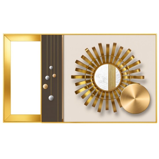 Capac tablou pentru contor electric, Naimeed D7303, mascare tablou electric, design modern si elegant, 50x60x2.8 cm, rama aurie
