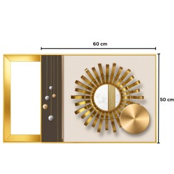 Capac tablou pentru contor electric, Naimeed D7303, mascare tablou electric, design modern si elegant, 50x60x2.8 cm, rama aurie