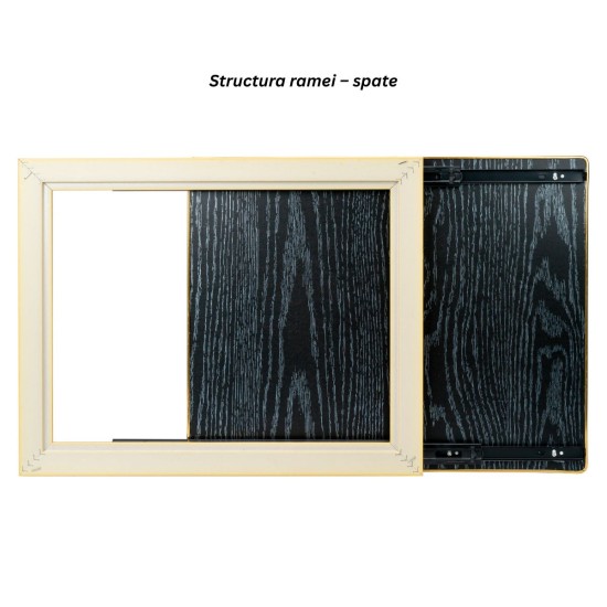 Capac tablou pentru contor electric, Naimeed D7292, mascare tablou electric, design modern si elegant, 40x50x2.8 cm, rama aurie