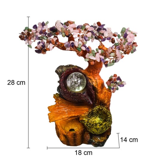 Fantana arteziana, Feng Shui, LED, pompa submersibila, pietre semipretioase, Naimeed D3009-Multicolor