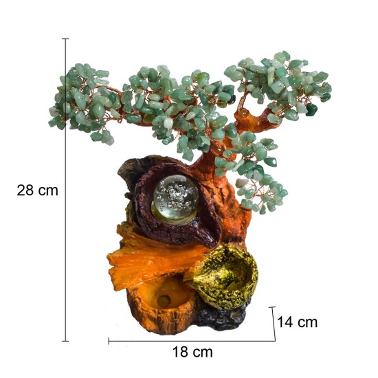 Fantana arteziana, Feng Shui, LED, pompa submersibila, cu Pietre de Aventurin, Naimeed, D3009-Verde
