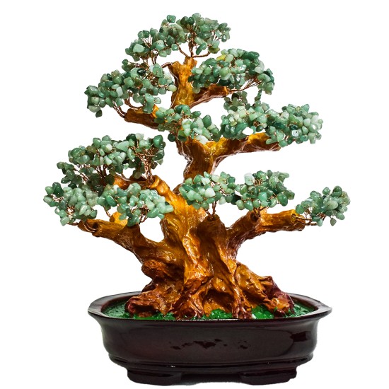Copacel Feng Shui cu Pietre de Aventurin, Suport Ceramic, Naimeed, D4627-Verde, Inaltime 37cm Copacel Feng Shui cu Pietre de Aventurin, Suport Ceramic, Naimeed, D4627-Verde, Inaltime 37cm