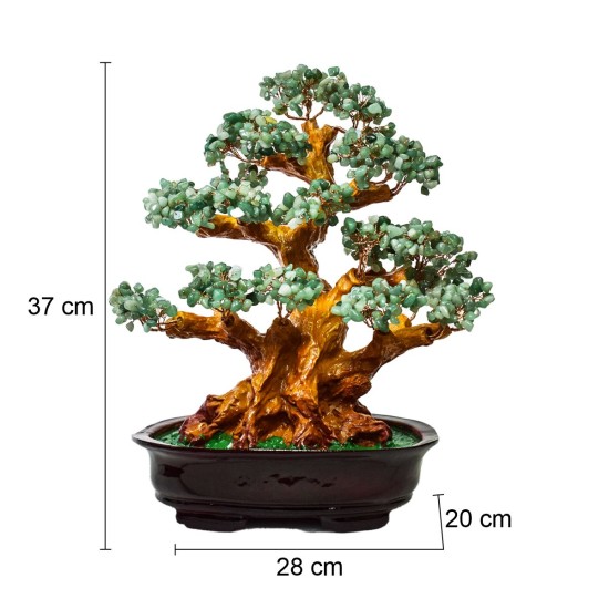 Copacel Feng Shui cu Pietre de Aventurin, Suport Ceramic, Naimeed, D4627-Verde, Inaltime 37cm Copacel Feng Shui cu Pietre de Aventurin, Suport Ceramic, Naimeed, D4627-Verde, Inaltime 37cm