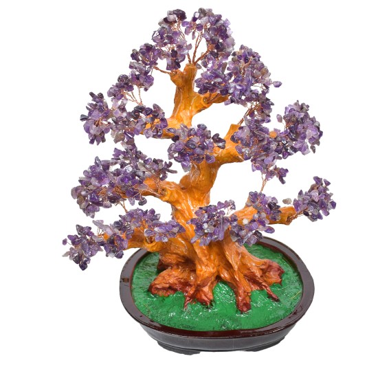 Copac Feng Shui cu Pietre Semipretioase de Ametist, Suport Ceramic, Naimeed D4627-Mov, Inaltime 37cm Copac Feng Shui cu Pietre Semipretioase de Ametist, Suport Ceramic, Naimeed D4627-Mov, Inaltime 37cm