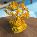 Copac Feng Shui cu Monede Aurii, Suport Ceramic, Naimeed D4635, Inaltime 17cm