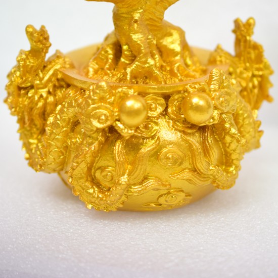 Copac Feng Shui cu Monede Aurii, Suport Ceramic, Naimeed D4635, Inaltime 17cm