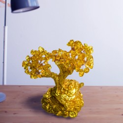 Copac Feng Shui cu Pietre Semipretioase de Citrin, Suport Ceramic, Naimeed D4639, Inaltime 15cm