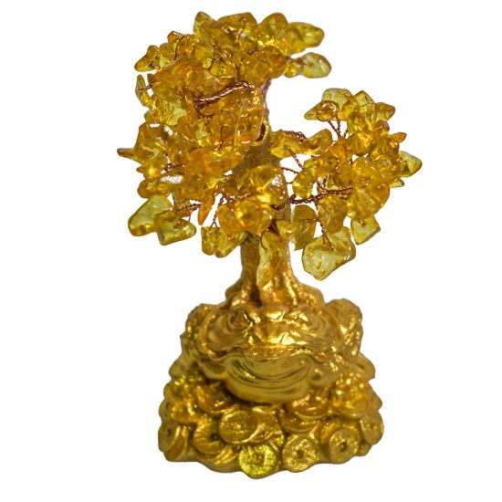 Copac Feng Shui cu Pietre Semipretioase de Citrin, Suport Ceramic, Naimeed D4639, Inaltime 15cm