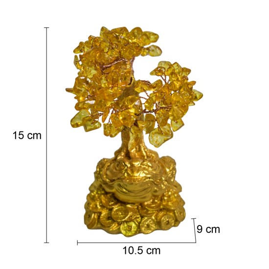 Copac Feng Shui cu Pietre Semipretioase de Citrin, Suport Ceramic, Naimeed D4639, Inaltime 15cm