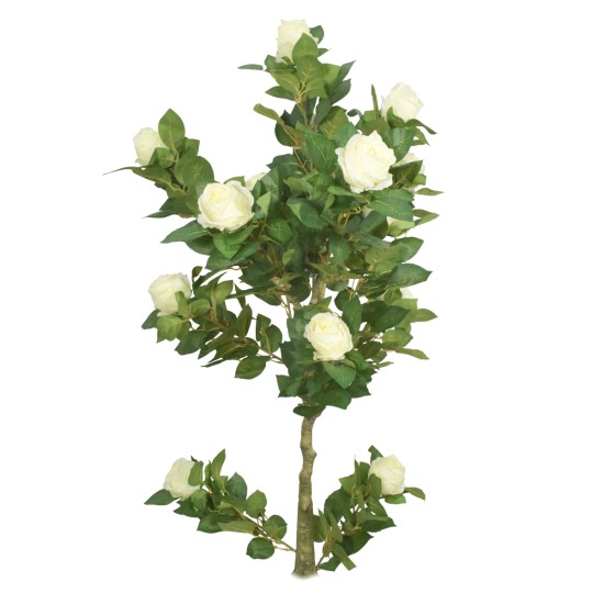Copac artificial, Trandafir fara ghiveci, Naimeed D5611, 125x65 cm, Alb