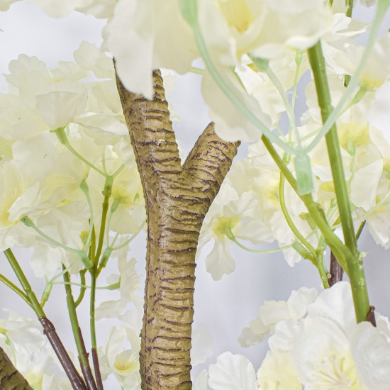 Copac decorativ cu flori artificiale, fara ghiveci, Naimeed D5617, 120x85 cm, Alb