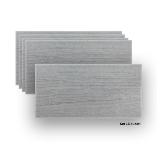Set 16 panouri decorative din praf de piatra, Naimeed D7314, ignifuge, strat protector ceramic, rezistente la razele UV, 120x60x0.2 cm, cenusiu Set 16 panouri decorative din praf de piatra, Naimeed D7314, ignifuge, strat protector ceramic, rezistente la razele UV, 120x60x0.2 cm, cenusiu