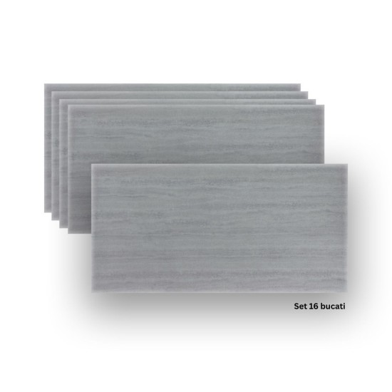 Set 16 panouri decorative din praf de piatra, Naimeed D7315, ignifuge, strat protector ceramic, rezistente la razele UV, 120x60x0.2 cm, cenusiu pal Set 16 panouri decorative din praf de piatra, Naimeed D7315, ignifuge, strat protector ceramic, rezistente la razele UV, 120x60x0.2 cm, cenusiu pal