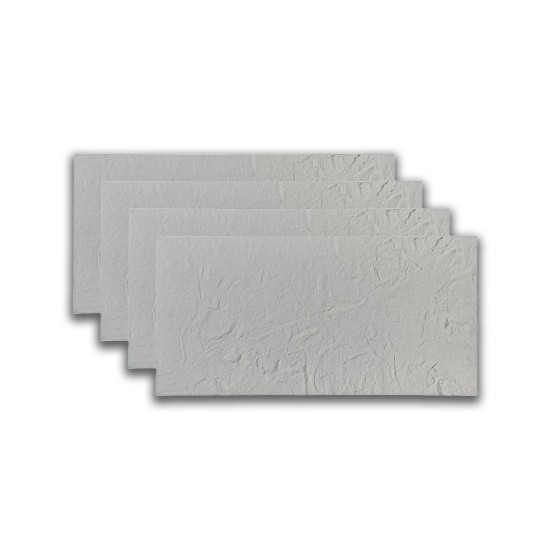Set 4 panouri decorative din praf de piatra, Naimeed D7316, flexibile, ignifuge, strat protector ceramic, rezistente la razele UV, 120x60x0.2 cm, alb