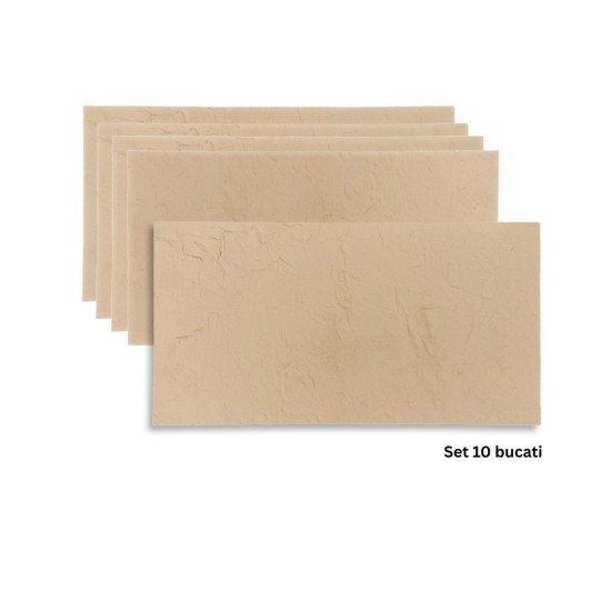 Set 10 panouri decorative din praf de piatra, Naimeed D7317, flexibile, ignifuge, strat protector ceramic, rezistente la razele UV, 120x60x0.2 cm, crem Set 10 panouri decorative din praf de piatra, Naimeed D7317, flexibile, ignifuge, strat protector ceramic, rezistente la razele UV, 120x60x0.2 cm, crem
