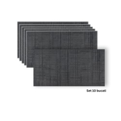Set 10 panouri decorative din praf de piatra, Naimeed D7330, flexibile, ignifuge, strat protector ceramic, rezistente la razele UV, 120x60x0.2 cm, gri antracit