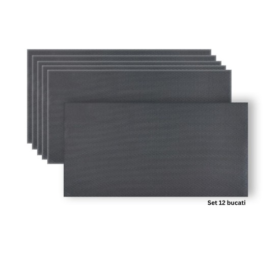 Set 12 panouri decorative din praf de piatra, Naimeed D7337, flexibile, ignifuge, strat protector ceramic, rezistente la razele UV, 120x60x0.2 cm, gri inchis