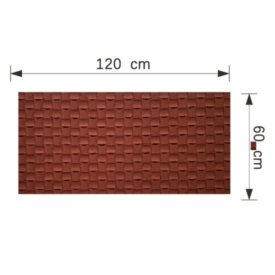 Set 9 panouri decorative din praf de piatra, Naimeed D7342, flexibile, ignifuge, strat protector ceramic, rezistente la razele UV, 120x60x0.2 cm, rosu caramiziu Set 9 panouri decorative din praf de piatra, Naimeed D7342, flexibile, ignifuge, strat protector ceramic, rezistente la razele UV, 120x60x0.2 cm, rosu caramiziu