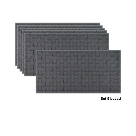 Set 9 panouri decorative din praf de piatra, Naimeed D7343, flexibile, ignifuge, strat protector ceramic, rezistente la razele UV, 120x60x0.2 cm, gri inchis Set 9 panouri decorative din praf de piatra, Naimeed D7343, flexibile, ignifuge, strat protector ceramic, rezistente la razele UV, 120x60x0.2 cm, gri inchis