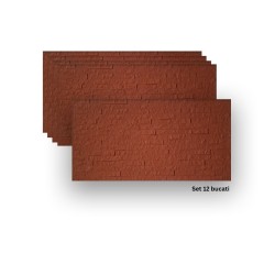 Set 12 panouri decorative din praf de piatra, Naimeed D7352, flexibile, ignifuge, strat protector ceramic, rezistente la razele UV, 120x60x0.2 cm, rosu caramiziu Set 12 panouri decorative din praf de piatra, Naimeed D7352, flexibile, ignifuge, strat protector ceramic, rezistente la razele UV, 120x60x0.2 cm, rosu caramiziu