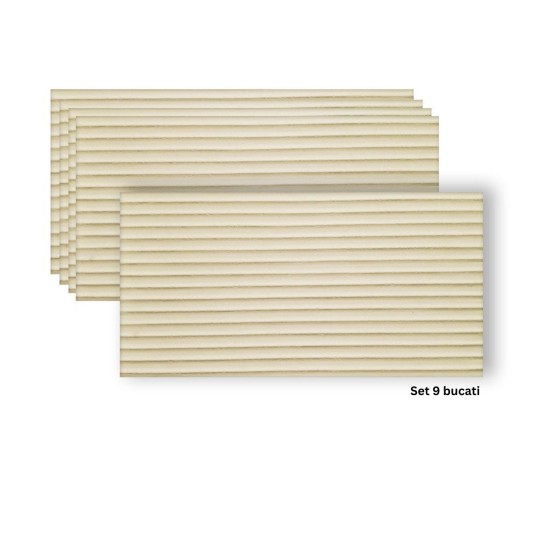 Set 9 panouri decorative din praf de piatra, Naimeed D7360, flexibile, ignifuge, rezistente la razele UV, 120x60x0.2 cm, bej galbui