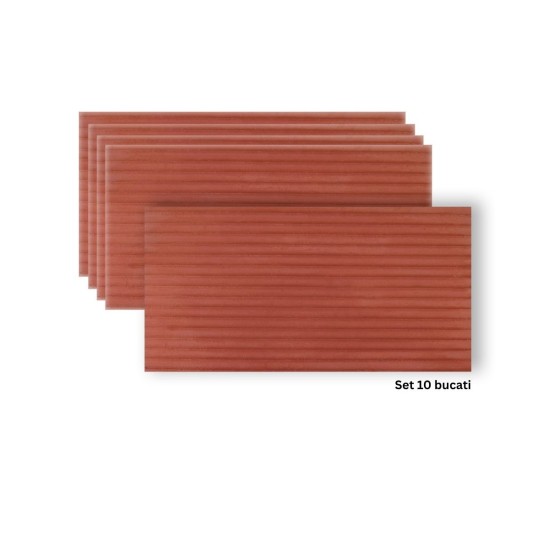 Set 10 panouri decorative din praf de piatra, Naimeed D7361, flexibile, ignifuge, strat protector ceramic, rezistente la razele UV, 120x60x0.2 cm, rosu caramiziu Set 10 panouri decorative din praf de piatra, Naimeed D7361, flexibile, ignifuge, strat protector ceramic, rezistente la razele UV, 120x60x0.2 cm, rosu caramiziu